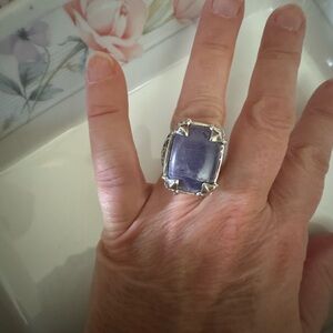 Sterling Silver Natural Stone Large Statement Elegant Women's Ring